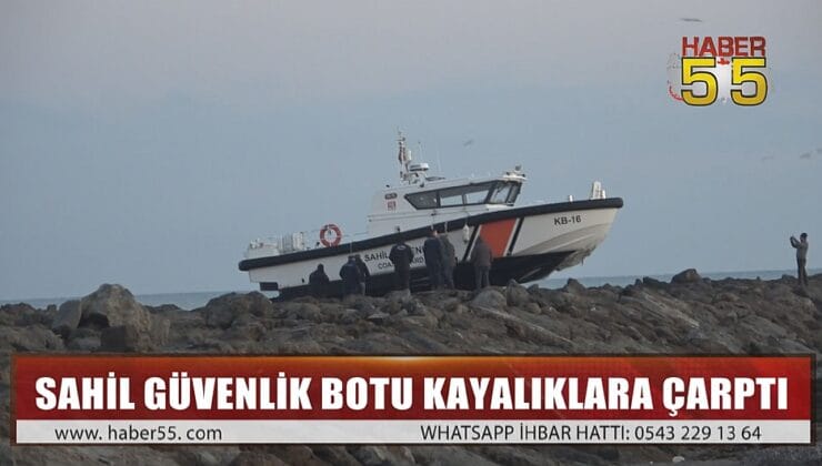 YANAN GEMİNİN KAPTANINI ARAYAN SAHİL GÜVENLİK BOTU KAYALIKLARA ÇARPTI