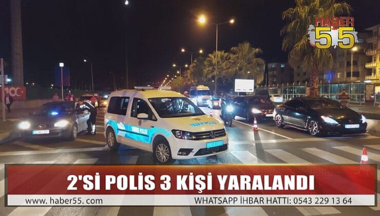 SAMSUN’DA MOTOSİKLETLİ YUNUS POLİSLERİ KAZA YAPTI