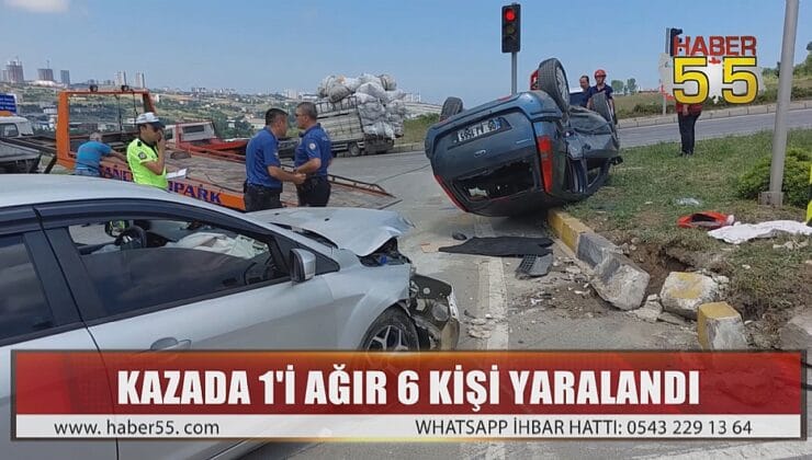 SAMSUN’DA KAZADA OTOMOBİL TAKLA ATTI