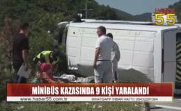 Samsun’da düğünden dönenleri taşıyan minibüs kaza yaptı