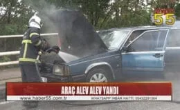 Tamirci bulamadığı arabası sokak ortasında alev alev yandı