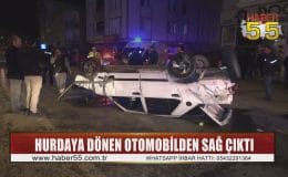 Samsun’da lastiği patlayan otomobil kontrolden çıkarak takla attı
