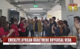 Emekliye ayrılan öğretmene duygusal veda