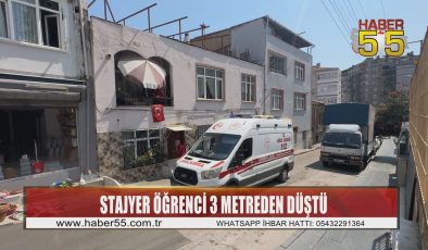 Stajyer öğrenci çatı yapım çalışmasında 3 metreden düştü