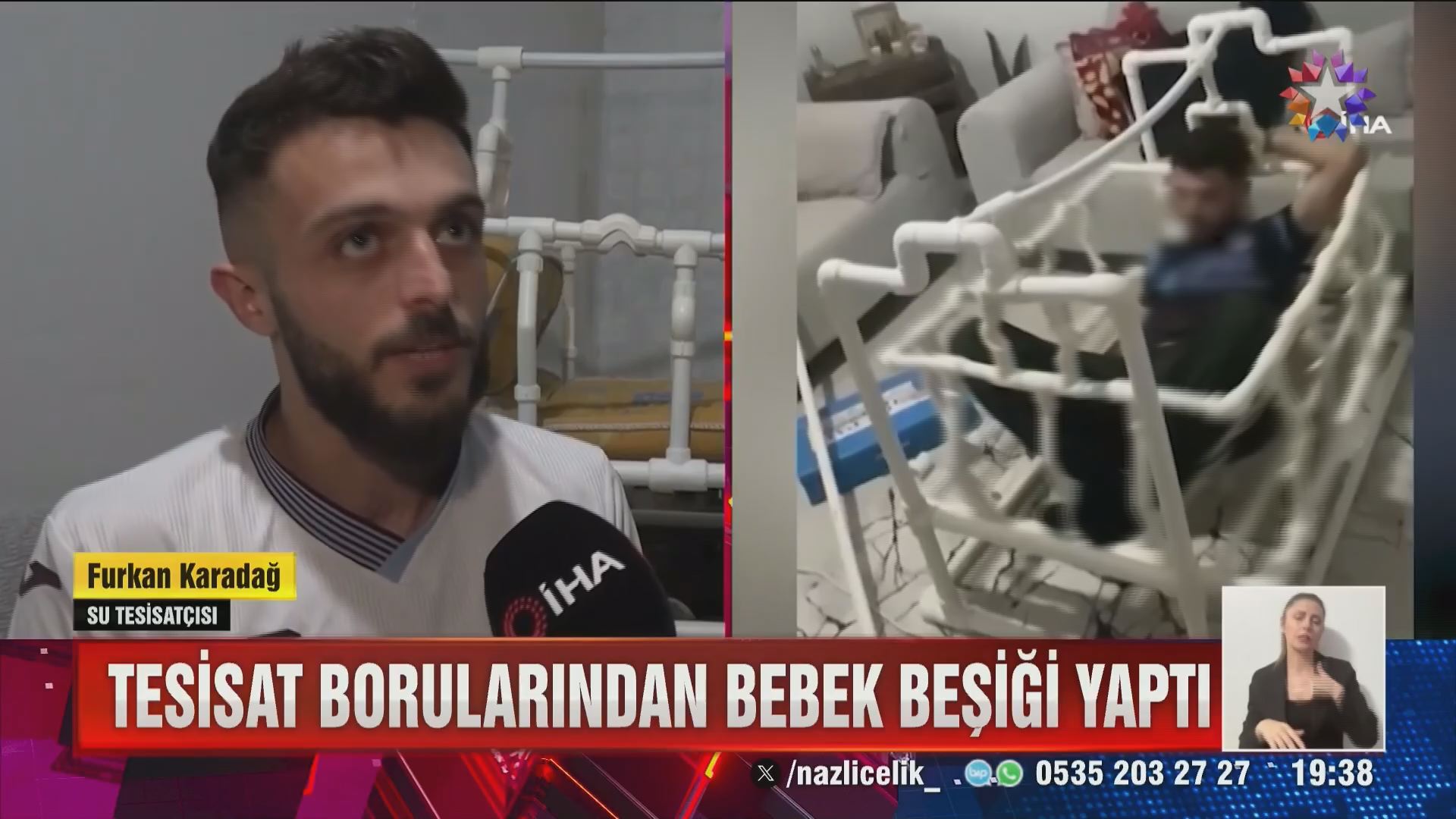 Su tesisatçısı baba çocuğuna borudan beşik yaptı