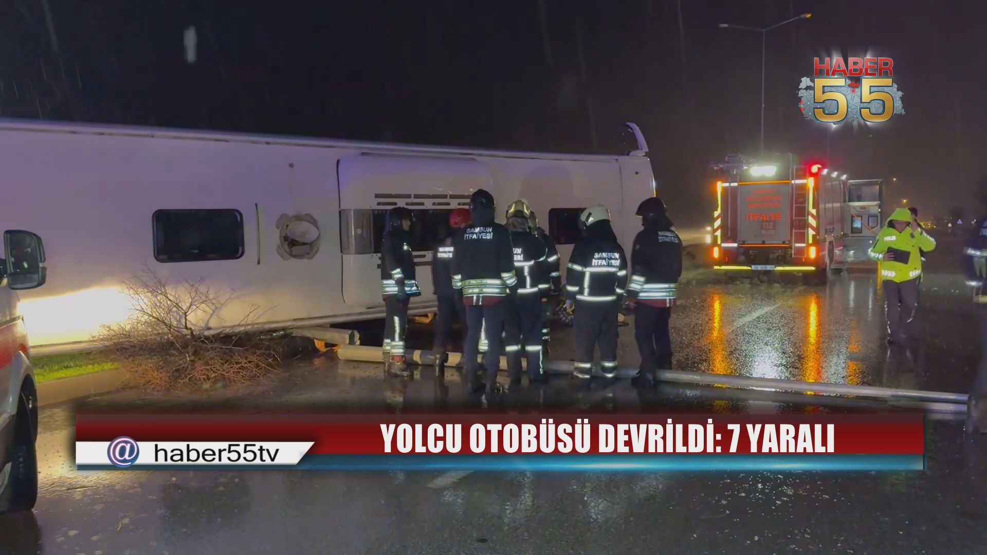 Samsun’da Korkutan Kaza! Gürcistan Seferi Yapan Otobüs Yan Yattı