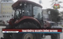 Arazim Zarar Gördü Diyen Çiftçi Belediyeyi Traktörüyle Protesto Etti