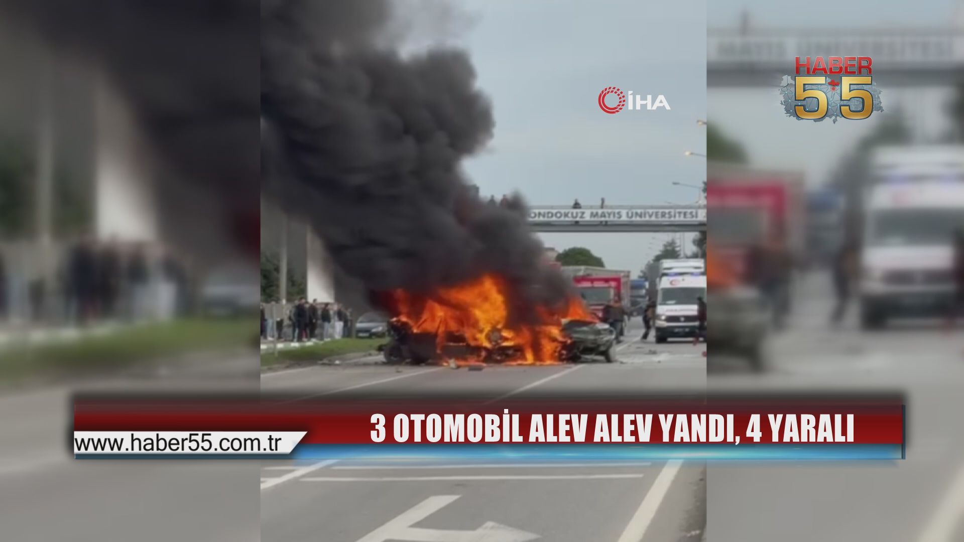 Çarşamba’da 5 araç birbirine girdi: Alev alan 3 otomobil küle döndü