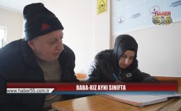 Baba-kız aynı sırada: Okuma yazmayı birlikte öğreniyorlar